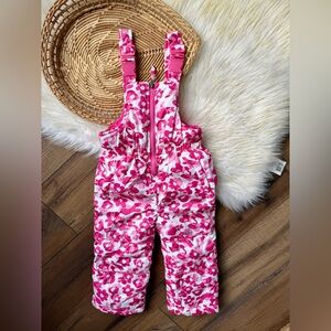 Pink Platinum Pink White Floral Snow Bibs Overalls Size 3t